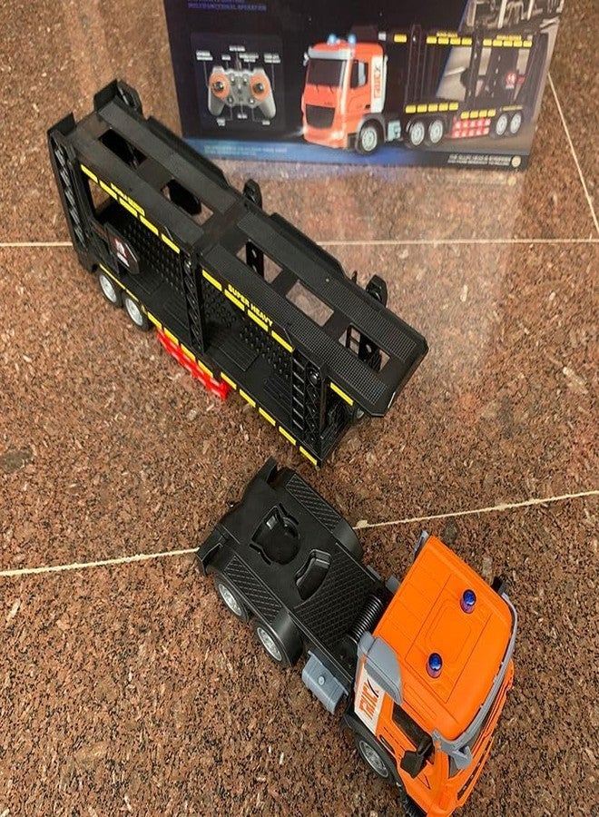 JOYJAY RC Trailer Truck, Remote Control Transporter Car with Metal Carrier, Real Lights & Alloy Construction Vehicles for Kids - Image 3